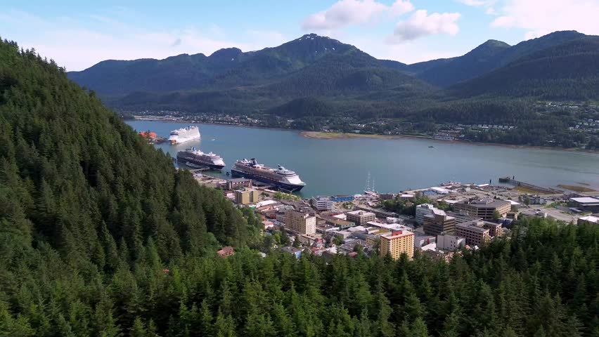 aerial orbit above juneau alaska