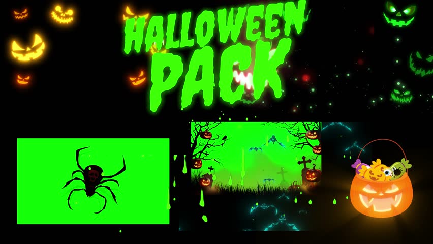 Halloween-Themed Digital Halloween Pack with Glowing Graphics and Spooky Elements