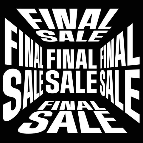 FINAL SALE Text Kinetic Typography Warp in Open 3D Cube Black and White Promo Animation in Modern Brutalist Style - 4K Seamless Loop Square Video