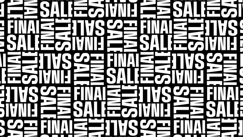 Pattern with FINAL SALE Text Kinetic Typography Warp Black and White Promo Animation in Modern Brutalist Style - 4K Seamless Loop Horizontal Video