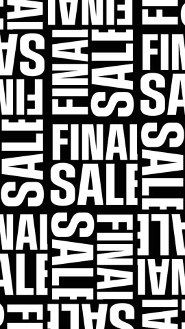 Pattern with FINAL SALE Text Kinetic Typography Warp Black and White Promo Animation in Modern Brutalist Style - 4K Seamless Loop Vertical Video