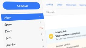 Email inbox interface displaying spam detection and security alerts with progressive threat notifications - Powered by Shutterstock - Get 15% off with code: PIKWIZARD15