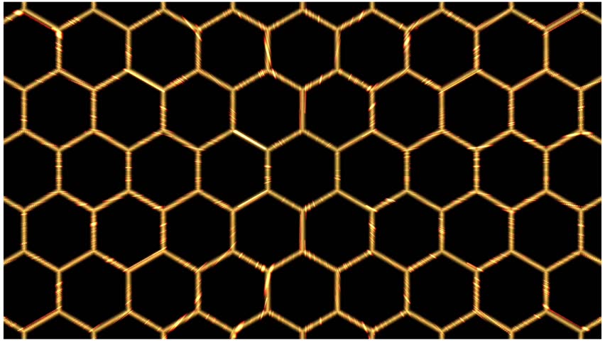 Golden Hexagon Grid Pattern, Honeycomb Loop Background
