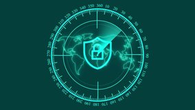Animation of online security padlock, scope scanning and data processing. global connections, technology and digital interface concept  video.Abstract technical security HUD background. - Powered by Shutterstock - Get 15% off with code: PIKWIZARD15