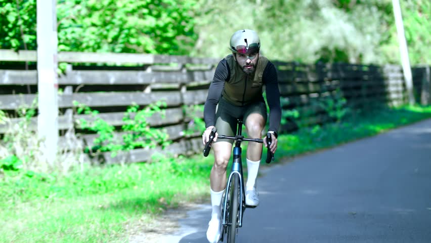 Training Cycling For Bike Race. Road Cyclist Outdoor Exercise For Fitness And Health. Professional Athlete In Cycling Gear. Active Lifestyle And Recreation. Biking As Hobby. Cyclist Speed Riding Bike 