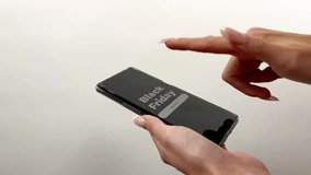 Woman pressing buy now button on Black Friday sale banner. Finger clicking online shopping discount concept, ecommerce promotion, special offer, holiday sale, digital marketing video - Powered by Shutterstock - Get 15% off with code: PIKWIZARD15