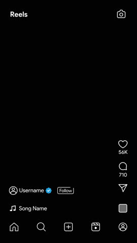Social video HUD Instagram Reels interface elements with like, comment, share, follow and viewer counters mock-up. Vertical mobile motion overlay template. Transparent alpha MOV animation.