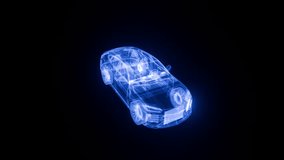 4K animation of rotating holographic car wireframe with glowing neon lines that smoothly change colors, futuristic digital vehicle model perfect for automotive, sci-fi, and technology projects. - Powered by Shutterstock - Get 15% off with code: PIKWIZARD15