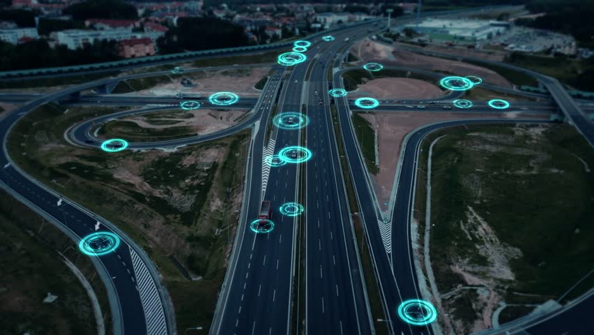 AI-powered self-driving cars with HUD and advanced driving assistance, scanning roads for safe, smart, and futuristic transportation, concept of next-gen mobility, 4k footage.