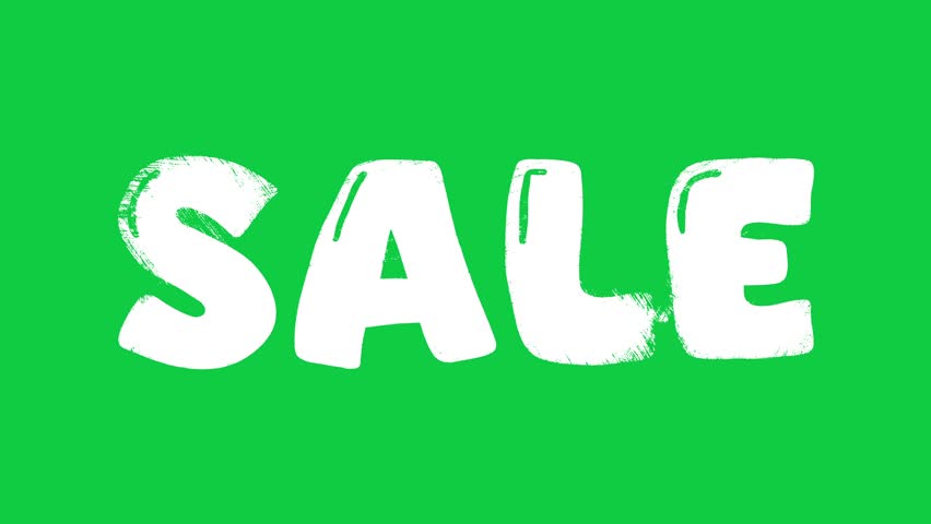 Sale Wording Animation on Green Screen. Sale animation pop up simbol flat. Doodle scribble looping 4k sale confused dizzy. Сoncept: marketing, sales, advertising, market, finance, stores, season