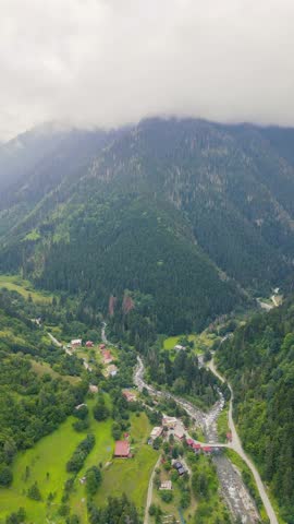 River flowing through green valley near Rize, Turkey