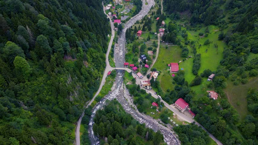 River flowing through green valley near Rize, Turkey