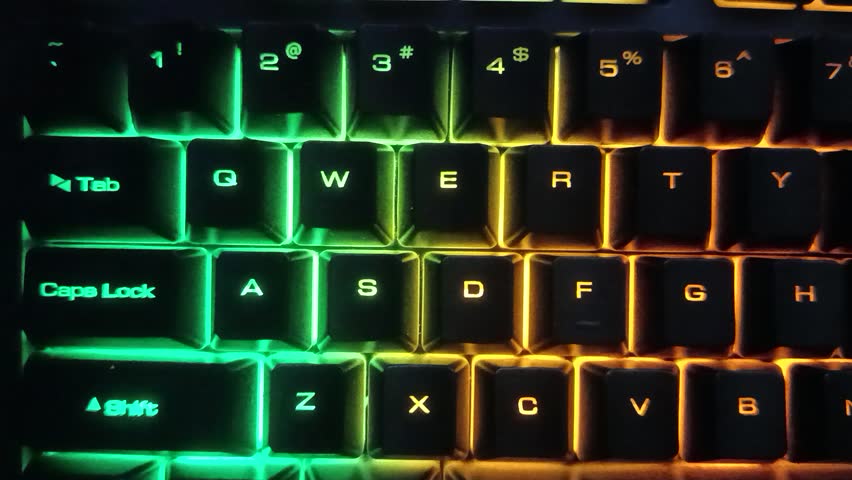 Captivating RGB keyboard light show, a visual symphony of vibrant colors on a mechanical keyboard.