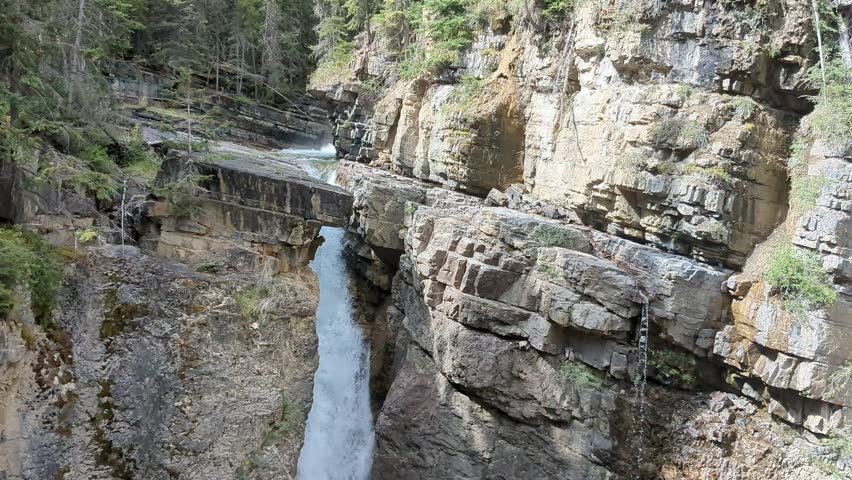 Waterfall in mountain park Canada