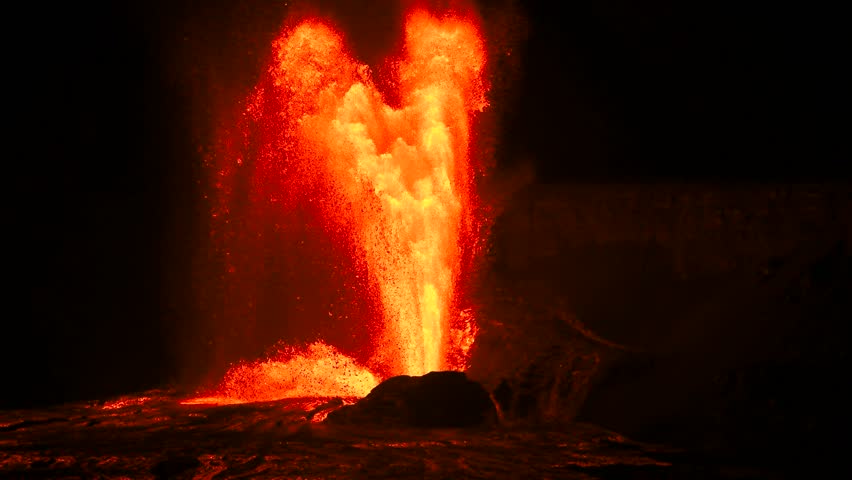 Slow motion video of fiery lava fountains erupting from Halemaumau crater during Episode 24 of Kilauea Volcano’s eruption on June 4, 2025, in Hawaii Volcanoes National Park on the Big Island. The foot