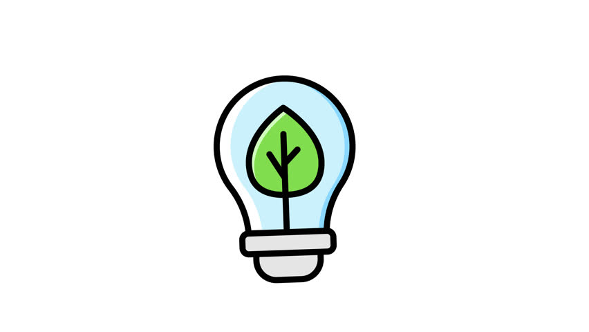 Lightbulb with green leaf inside, ideal for ecofriendly themes, sustainability presentations, environmental campaigns, and green energy concepts.