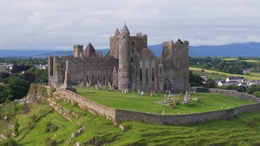 Scenic view of the historic Rock of Cashel in Ireland