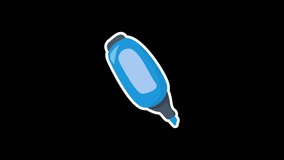 Back To School blue Marker drawing icon animation. Suitable for educational materials, study guides, office supplies, stationery, and school related designs. Great for highlighting concepts. - Powered by Shutterstock - Get 15% off with code: PIKWIZARD15