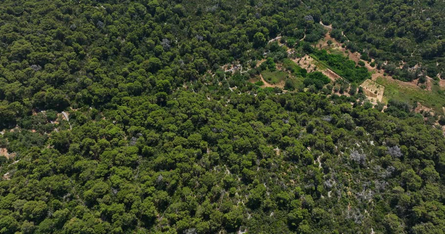 Panoramic of two saltwater lakes on the green island of Mljet Croatia, Aerial