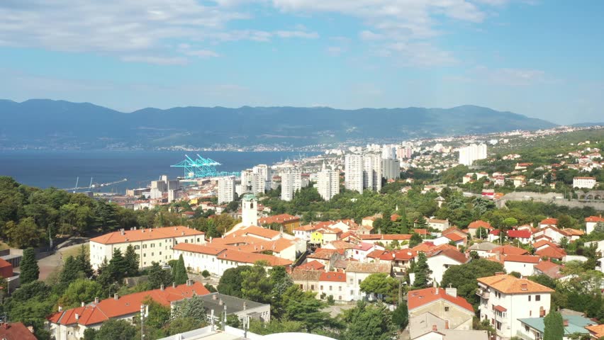 Aerial view of Trsat fortress in Rijeka, Croatia