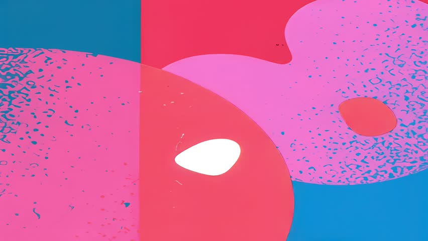 Funky abstract grunge animated texture background with bold geometric split composition, soft pink and blue gradient areas, scattered halftone dots and edgy modern artistic style