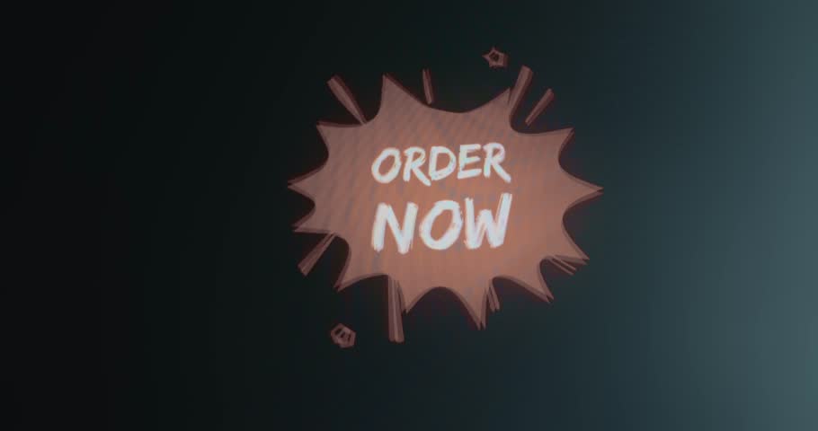 Order Now text in a red burst like shape, call to action