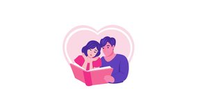 A flat style animated illustration showing a couple reading book - Powered by Shutterstock - Get 15% off with code: PIKWIZARD15