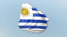 Uruguay country Flag Hoisting and Zoom to reveal the Country Border Map with Waving Flag Intro which is useful for news, political events, sports intros and presentation. - Powered by Shutterstock - Get 15% off with code: PIKWIZARD15