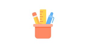 Animated stationery with pencil, pen and ruler in flat icon style, suitable for office supplies, creative tools, and education concept illustrations - Powered by Shutterstock - Get 15% off with code: PIKWIZARD15