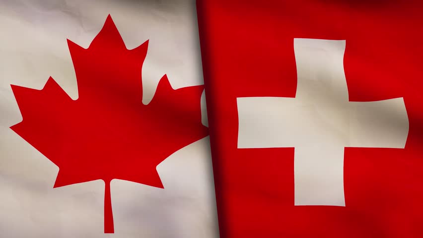 Canada flag and Switzerland 4k