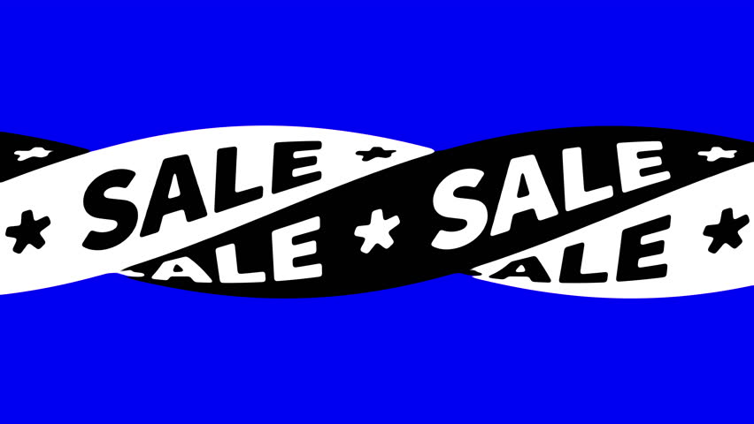 Double Twist SALES Promotion Banner with Black and White Text on Blue Background Animation - 4K Seamless Loop Video
