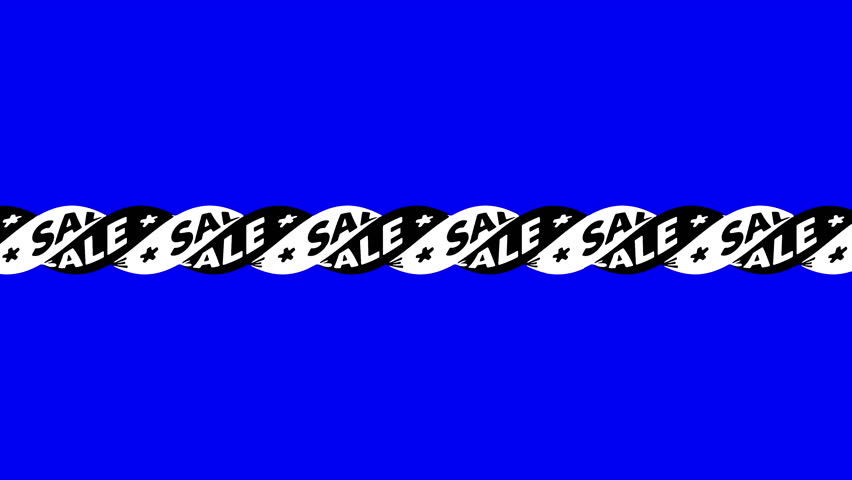 Long Multiple Twist SALES Promotion Banner with Black and White Text on Blue Background Animation - 4K Seamless Loop Video