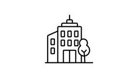Animated modern office building in line icon style, suitable for corporate headquarters, workplace, and company office concept illustrations - Powered by Shutterstock - Get 15% off with code: PIKWIZARD15