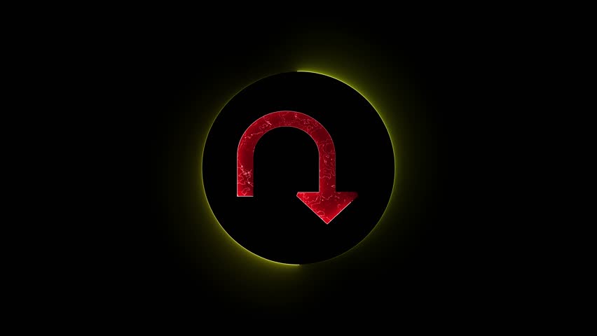 Neon Driving navigation icon traffic direction and Road safety saber 3D animation with black background. HD video.