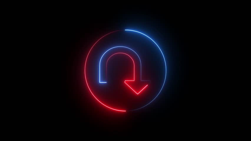 Neon Driving navigation icon traffic direction and Road safety saber animation with black background. HD video.