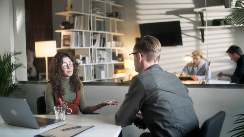 Happy Business People Meeting Woman Client Shaking Hands Professional Business People Collaborating Planning Partnership Deal In Startup Office. Business Connections of Attractive 30s Girl at Meeting