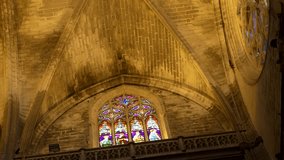 Stained Glass Window and Vaulted Gothic Ceiling in Historic Spanish Cathedral - Powered by Shutterstock - Get 15% off with code: PIKWIZARD15