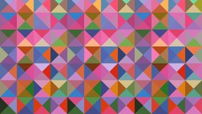 The footage displays a vibrant, colorful geometric pattern composed of numerous triangles, forming a mosaic-like design. This type of pattern. - Powered by Shutterstock - Get 15% off with code: PIKWIZARD15