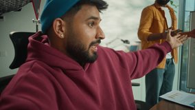 Emotional informal business group discussion three workers in coworking office arguing diverse startup team analyzing growth chart whiteboard talking brainstorming collaborating argue about strategy - Powered by Shutterstock - Get 15% off with code: PIKWIZARD15