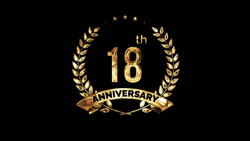 18th Anniversary Celebration. Golden 18 Year Anniversary Animation