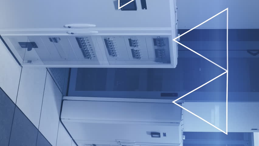 Animation of data processing and geometrical shapes against computer server room. Computer interface and business data storage technology concept - Powered by Shutterstock - Get 15% off with code: PIKWIZARD15