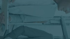 A group of businesspeople interacting in an office setting. Digitally generated video illustrating global business, finance, and data processing concepts. - Powered by Shutterstock - Get 15% off with code: PIKWIZARD15