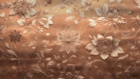 Elegant three-dimensional floral pattern with ornate embossed flowers on a shimmering bronze background - Powered by Shutterstock - Get 15% off with code: PIKWIZARD15