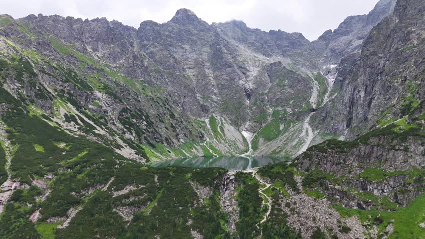 Black Lake below Mount Rysy (Czarny Staw pod Rysami) in Tatra Mountains, Poland