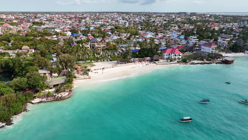 Aerial panorama of Nungwi village in Zanzibar (Unguja), Tanzania