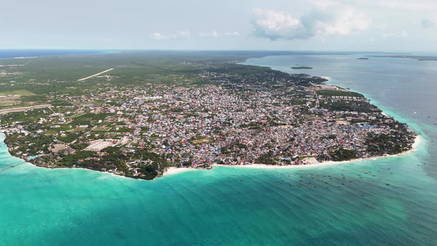 Drone footage of northern coast of Zanzibar, Tanzania