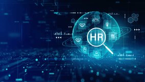 Digital Human Resources Concept with Global Network and HR Interface for Employee Management and Recruitment Analytics - Powered by Shutterstock - Get 15% off with code: PIKWIZARD15