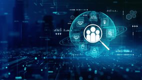 Human resources analytics and recruitment concept with global network, digital icons, and data interface for modern workforce solutions. - Powered by Shutterstock - Get 15% off with code: PIKWIZARD15