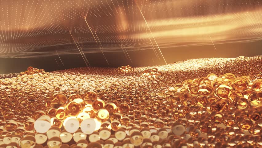 Essence nourishes the skin, forms a barrier for the skin, inhibits melanin, pigmentation, activates deep skin cells, concept skin care beauty solution. Cosmetics advertising, 3D animation.