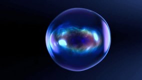 Soap Bubble in Blue: A captivating soap bubble, glistening with iridescent colors, floats gently against a deep blue backdrop, showcasing its fragile beauty and ephemeral nature. - Powered by Shutterstock - Get 15% off with code: PIKWIZARD15